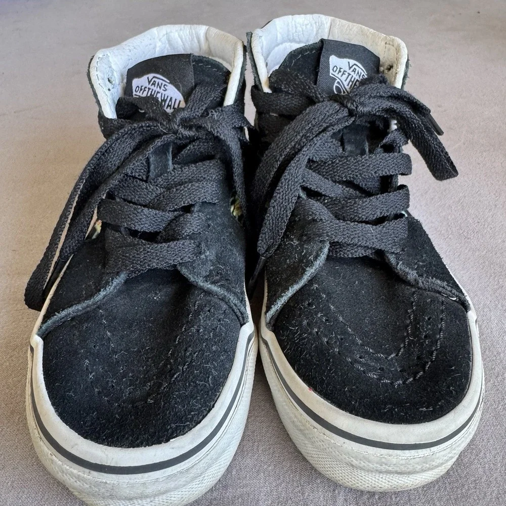 Size 11c - VANS TODDLER SK8-HI ZIP SNEAKER TS GLOW WIZARD BLACK WHITE